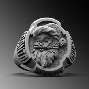 Santa Claus Men&#39;s Signet Ring Saint Nicholas Believe Ring Christmas Signet Ring Silver Father Ring Men Statement Ring Mens Christmas Jewelry