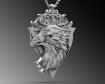 Adler Anhänger, geflügeltes Medaillon aus Silber, handgemachter 925 Karat Charm
