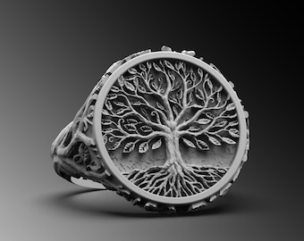 Yggdrasil Ring, Tree Of Life Ring, Mens Viking Ring, Tree Of Life Ring For Men, Silver Norse Ring