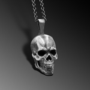 Mens Skull Pendant Silver Skull Necklace For Man Sterling Silver Skull Pendant Unique Gift For Him Mens Skull Necklace Gift For Man Jewelry
