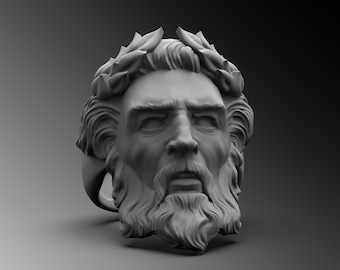Zeus King of Gods Sterling Silver Ring, Ancient Greek Mythology