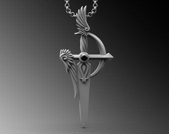 Sterling Silver Excalibur Sword Pendant - Mythical Warrior Necklace