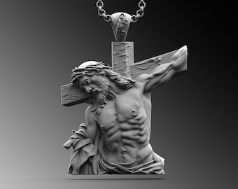 Sterling Silver Jesus Crucifix Necklace, Religious Christian Pendant