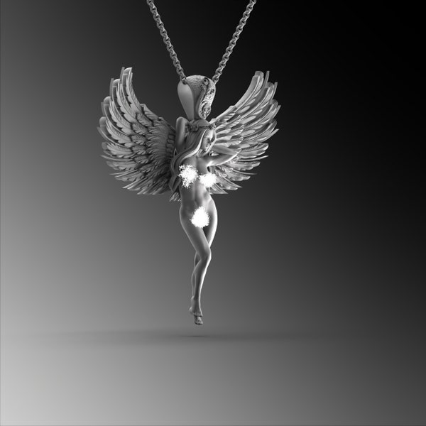 Angel Female Body Necklace Sterling Silver Woman Pendant Female Angel Necklace Aphrodite Venus Woman Body Necklace Female Figure Torso