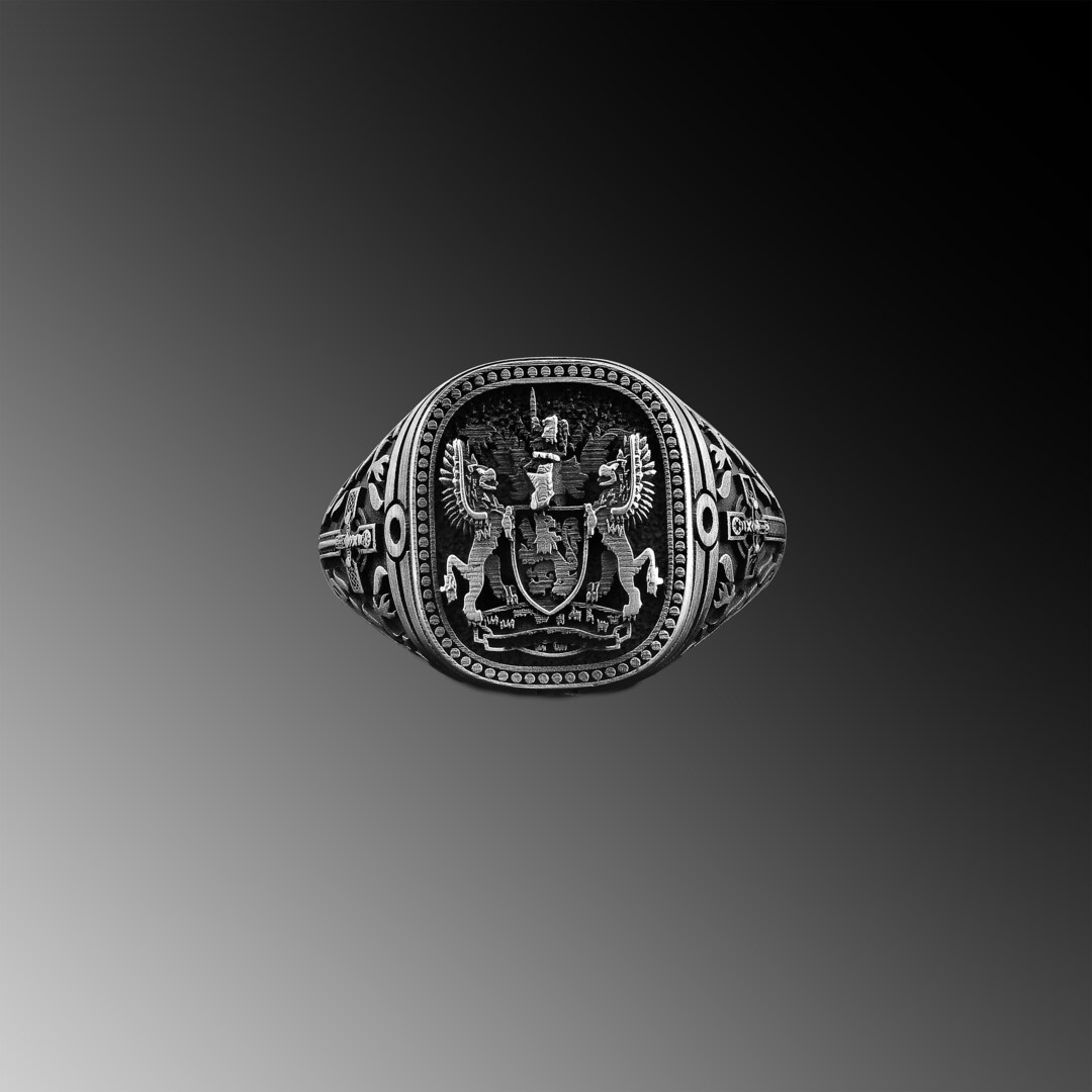 Family Crest Ring Men Custom Ring Men Coat of Arms Ring Sterling Wappenring Custom Mens