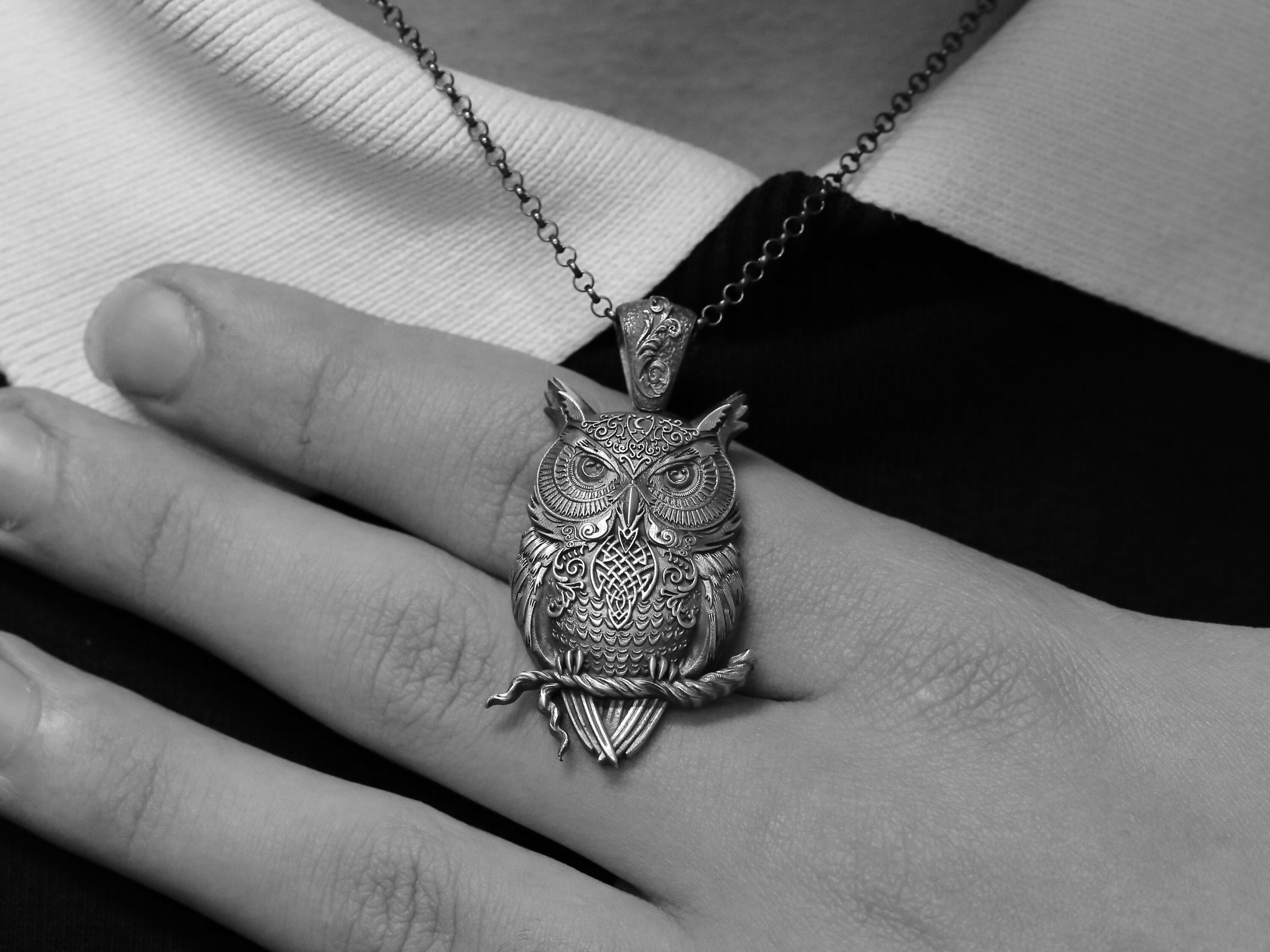 Collana Con Ciondolo Gufo In Argento Sterling E Pietra Di Luna - Gioiello Significativo Antistress, Regalo Per Donne