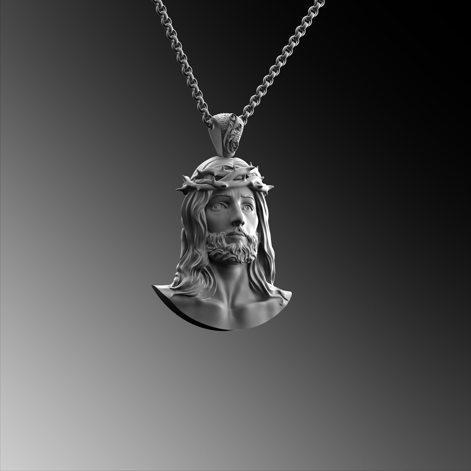 Silver Jesus Pendant Men Jesus Christ Necklace Crucifix Etsy