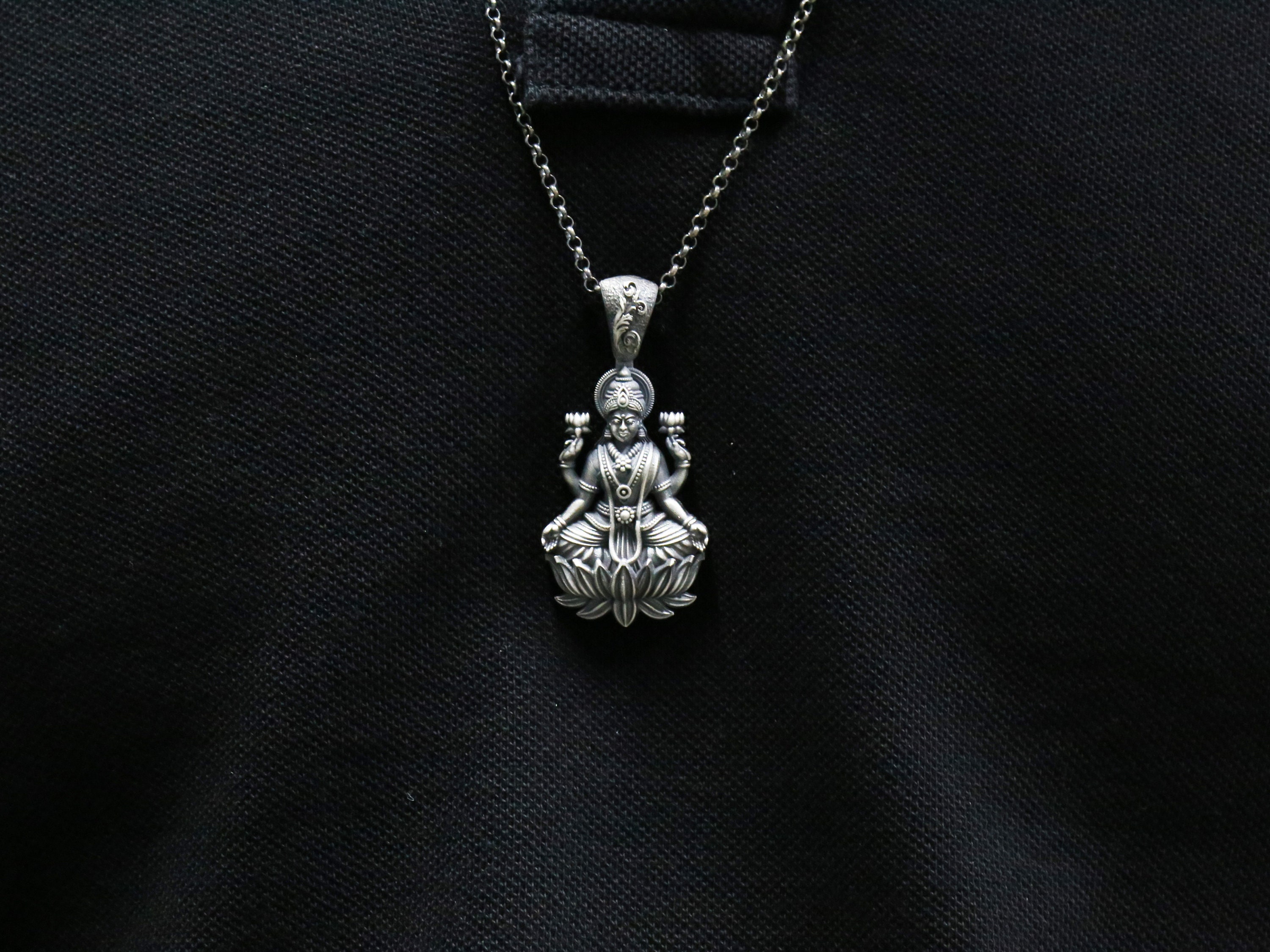 Goddess Laxmi Maa Pendant Silver Lakshmi Necklace Sterling - Etsy