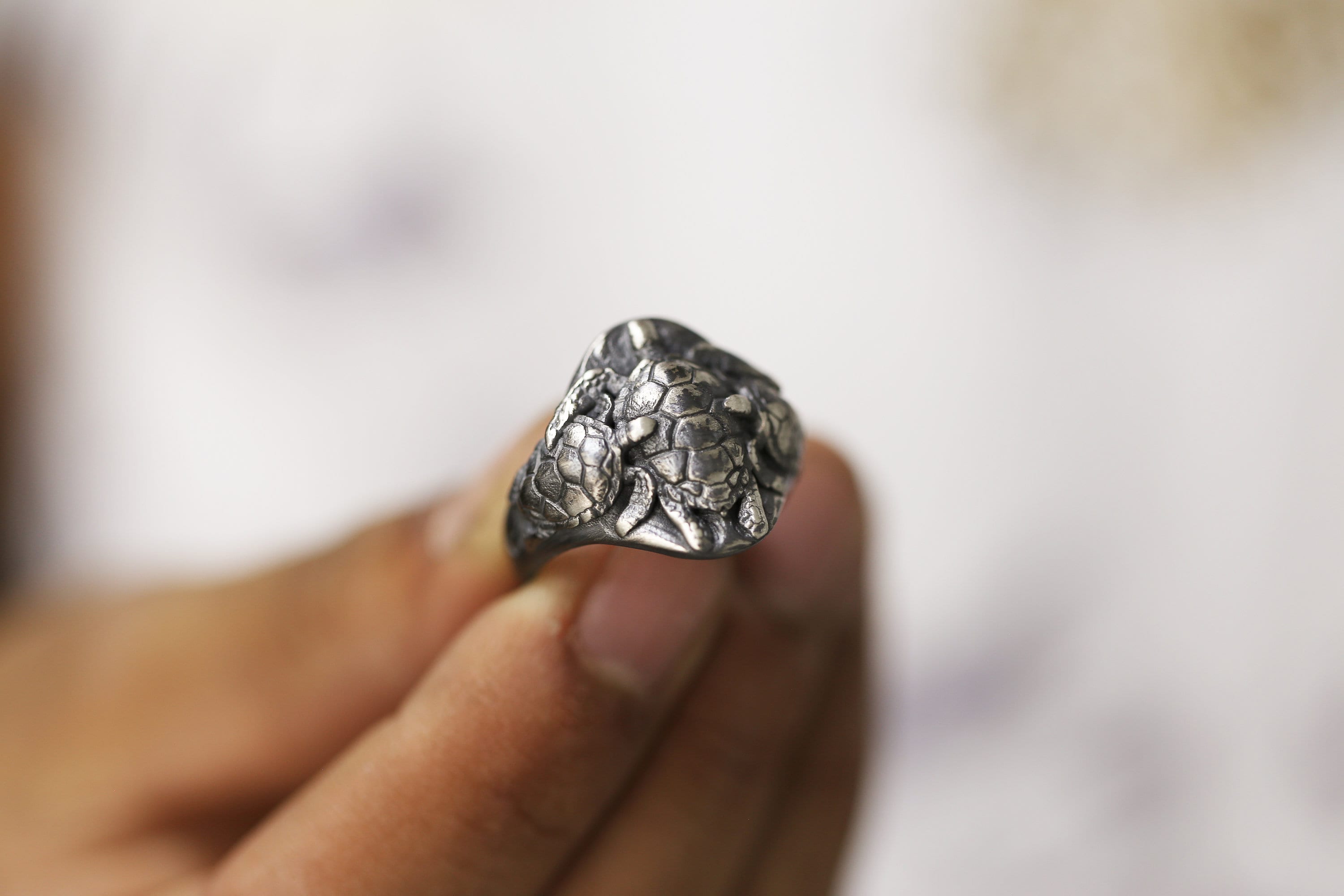 Silver Turtle Rings for Man Silver Turtle Ring Men Signet