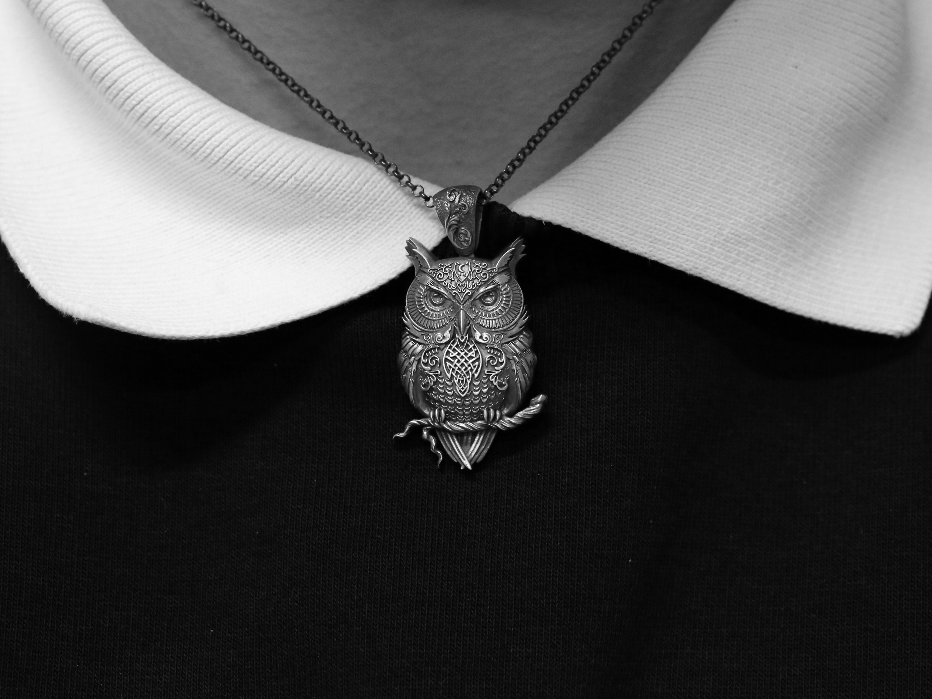 Collana Con Ciondolo Gufo In Argento Sterling E Pietra Di Luna - Gioiello Significativo Antistress, Regalo Per Donne