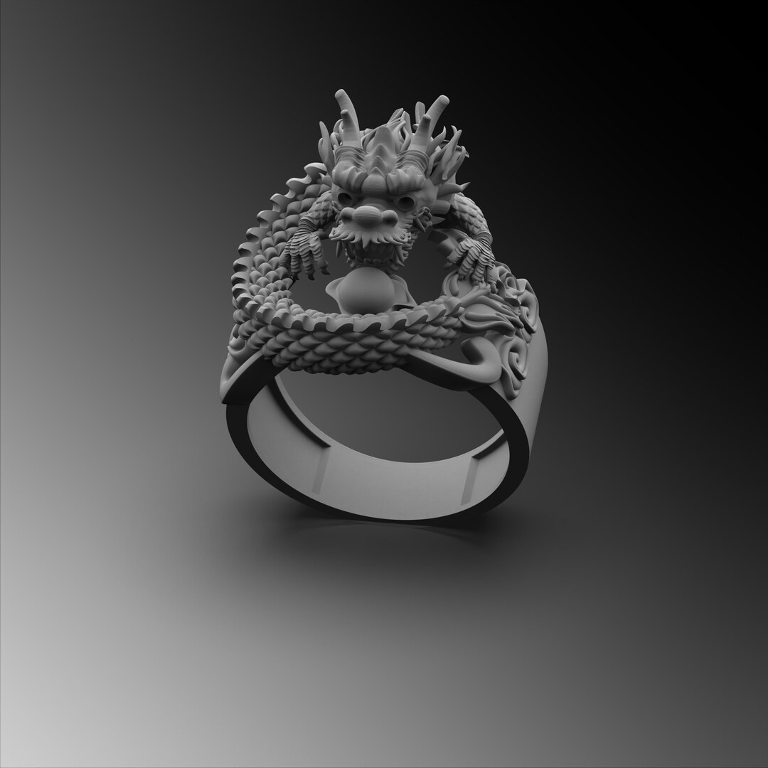 Silver Chinese Dragon Ring Mens Dragon Ring Men Ring Dragon Head