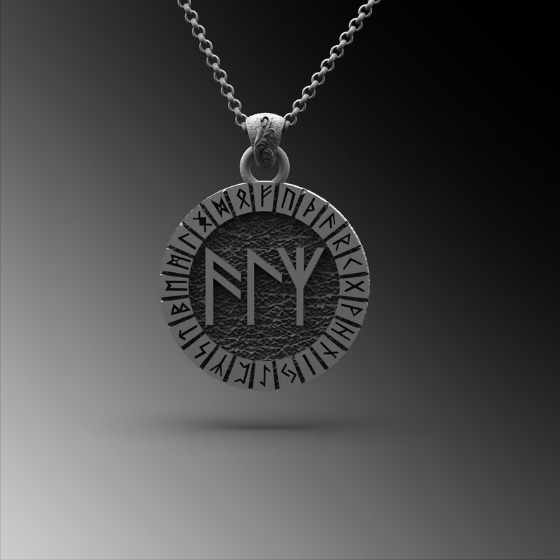 Silver Rune Circular Pattern Sterling Silver Viking Rune Circle Necklace, Norse Mythology Pendant - Etsy