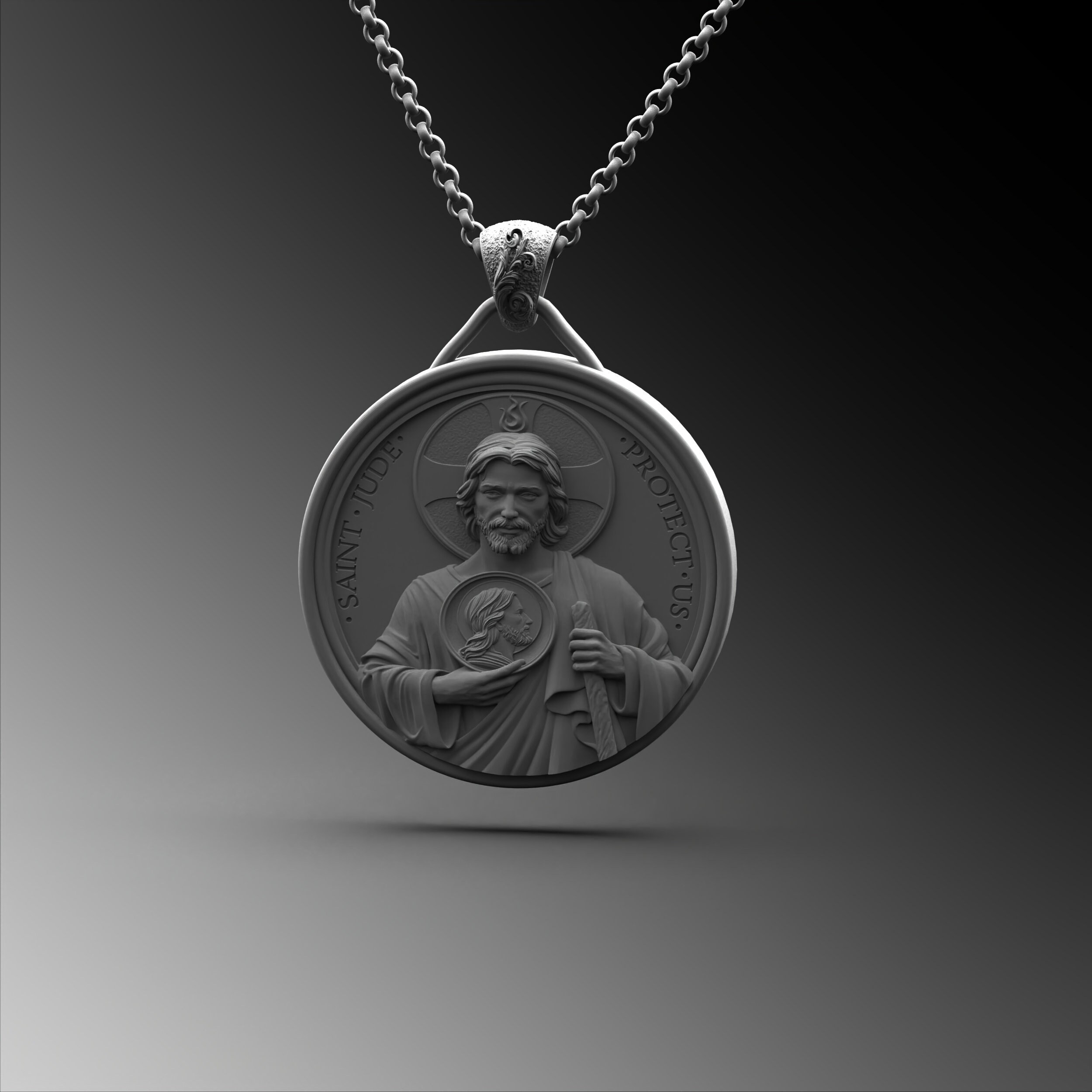 Sterling Silver Saint Jude Medal Necklace, Catholic Pendant - Etsy