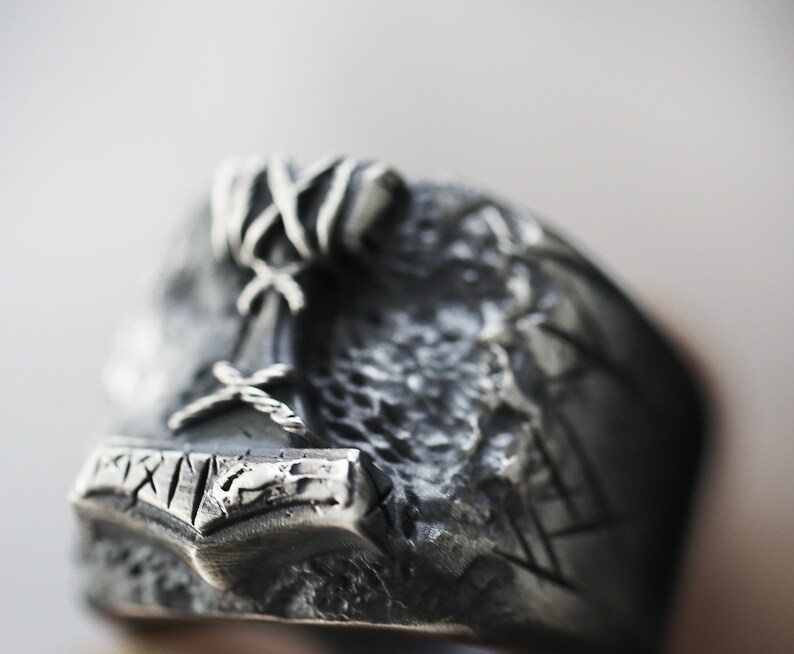 Mens Viking Ring Silver Mjolnir Ring Unique Viking Ring Etsy