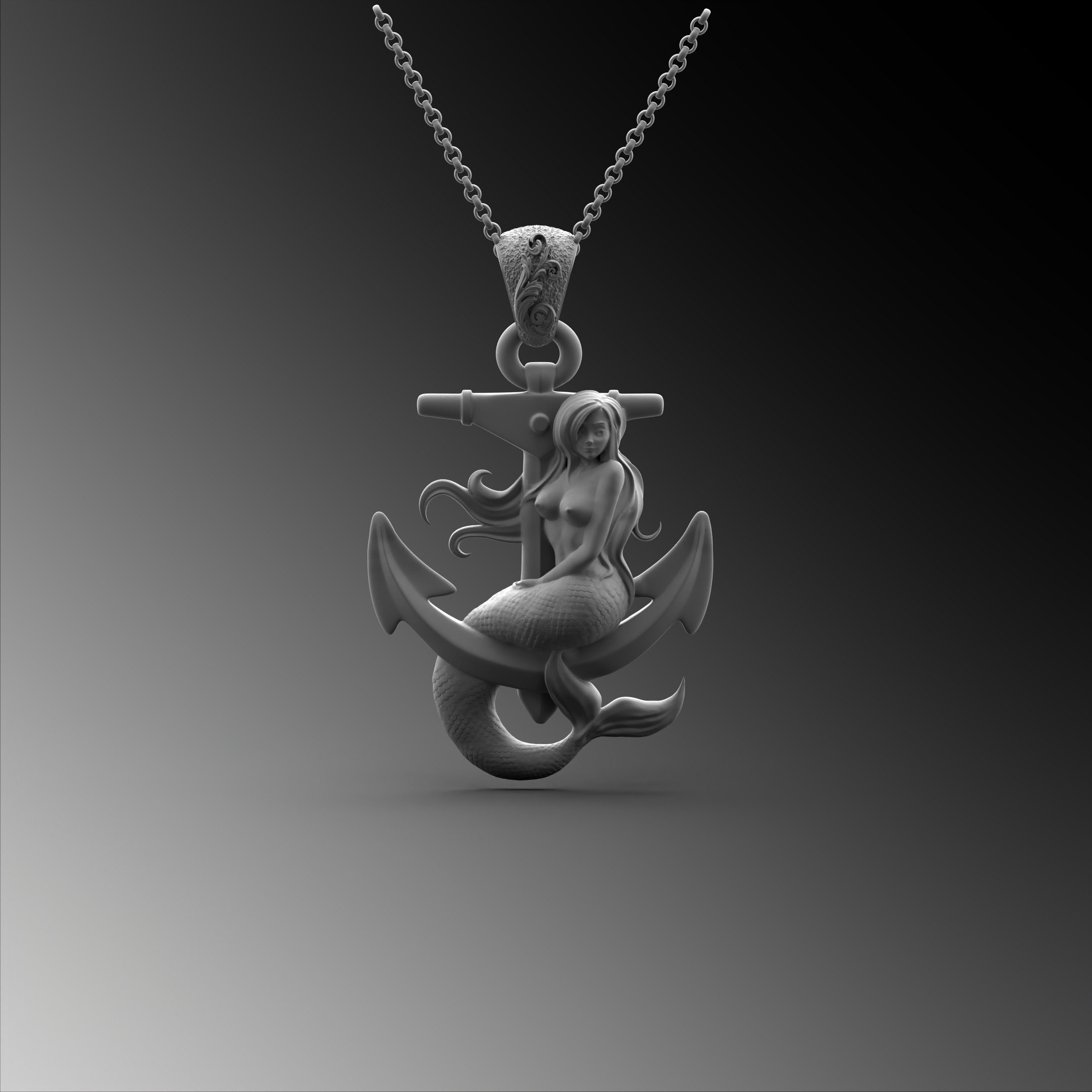 Collana con ciondolo daruma, realizzata in argento 925‰ rodiato