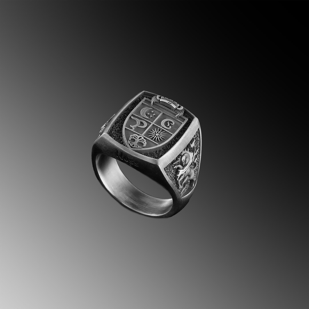 Family Crest Ring Coat of Arms Ring Men Custom Ring Men Sterling Wappenring Custom Mens