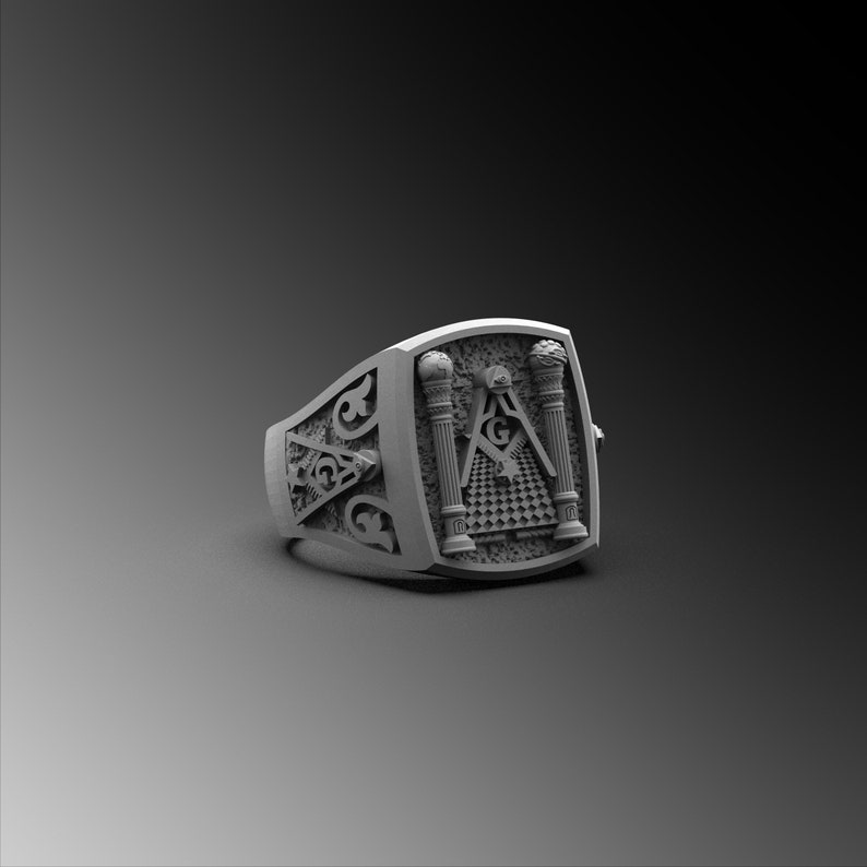 Mens Masonic Ring Unique Rings for Men Oxidized Silver Etsy