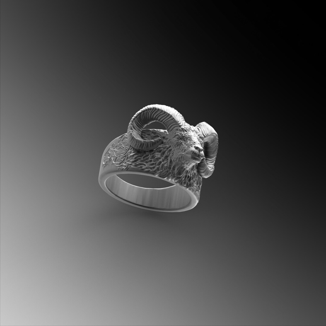 Silver Ram Head Rings for Man Silver Aries Ring Men Ring Unique