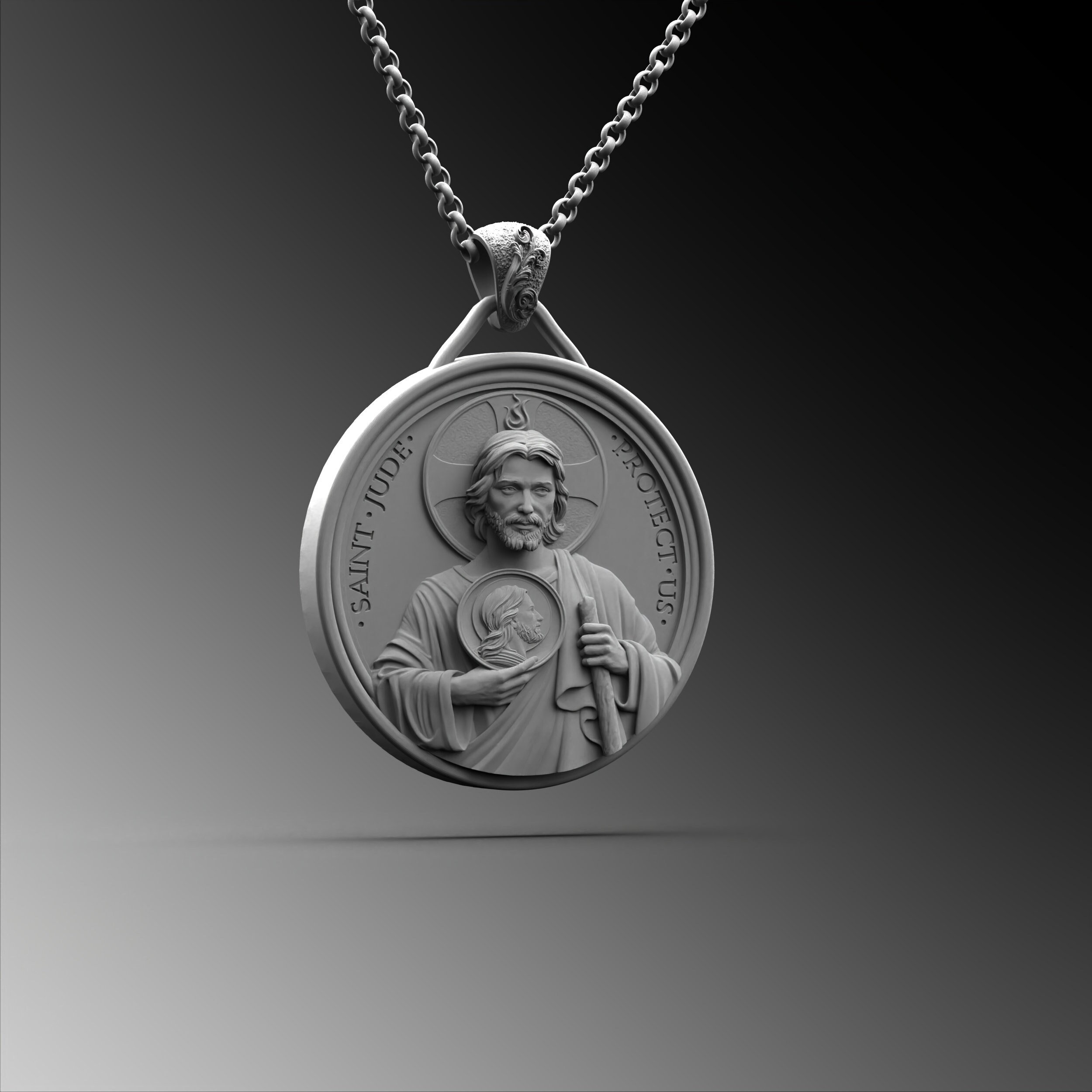 Sterling Silver Saint Jude Medal Necklace, Catholic Pendant - Etsy