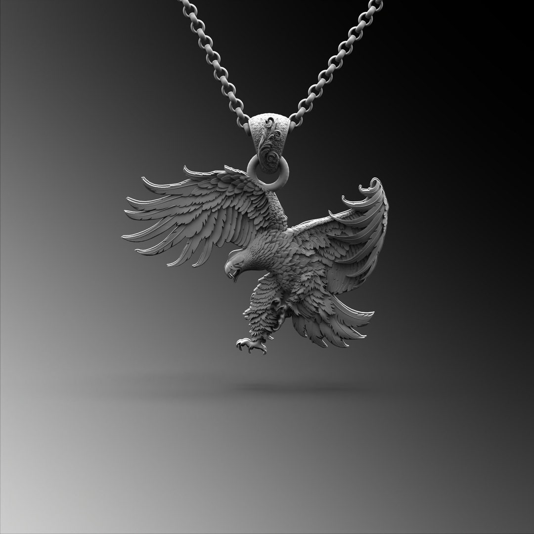 Silver Eagle Pendant for Man Sterling Silver Eagle Winged Medallion
