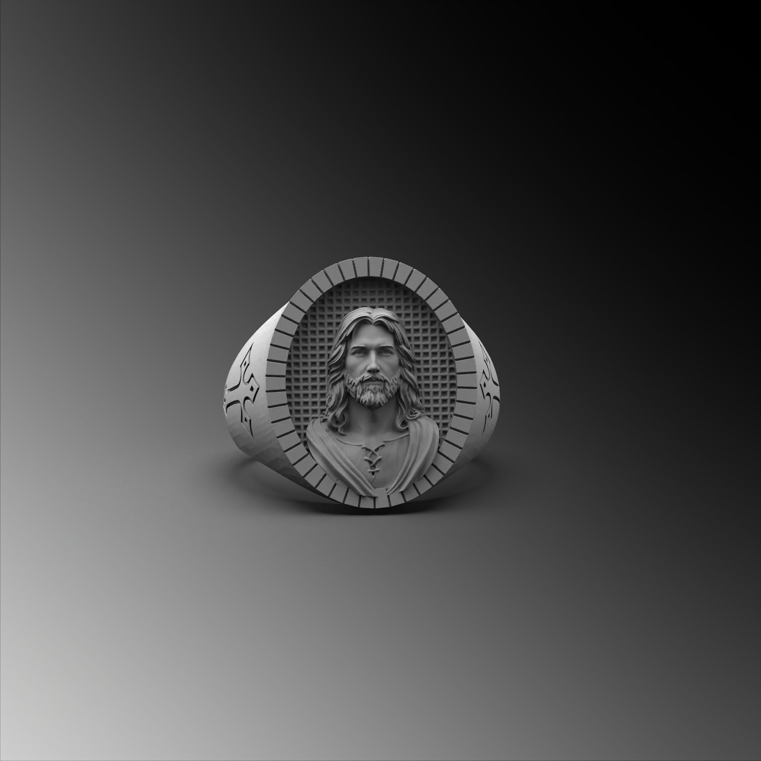 Silver Jesus Cross Ring Jesus Mens Ring Savior Silver Ring Christian ...