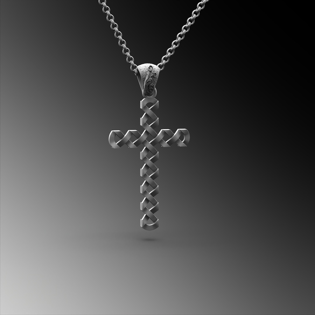 Mens Cross Necklace Silver Cross Necklace Silver Cross Pendant for Mens
