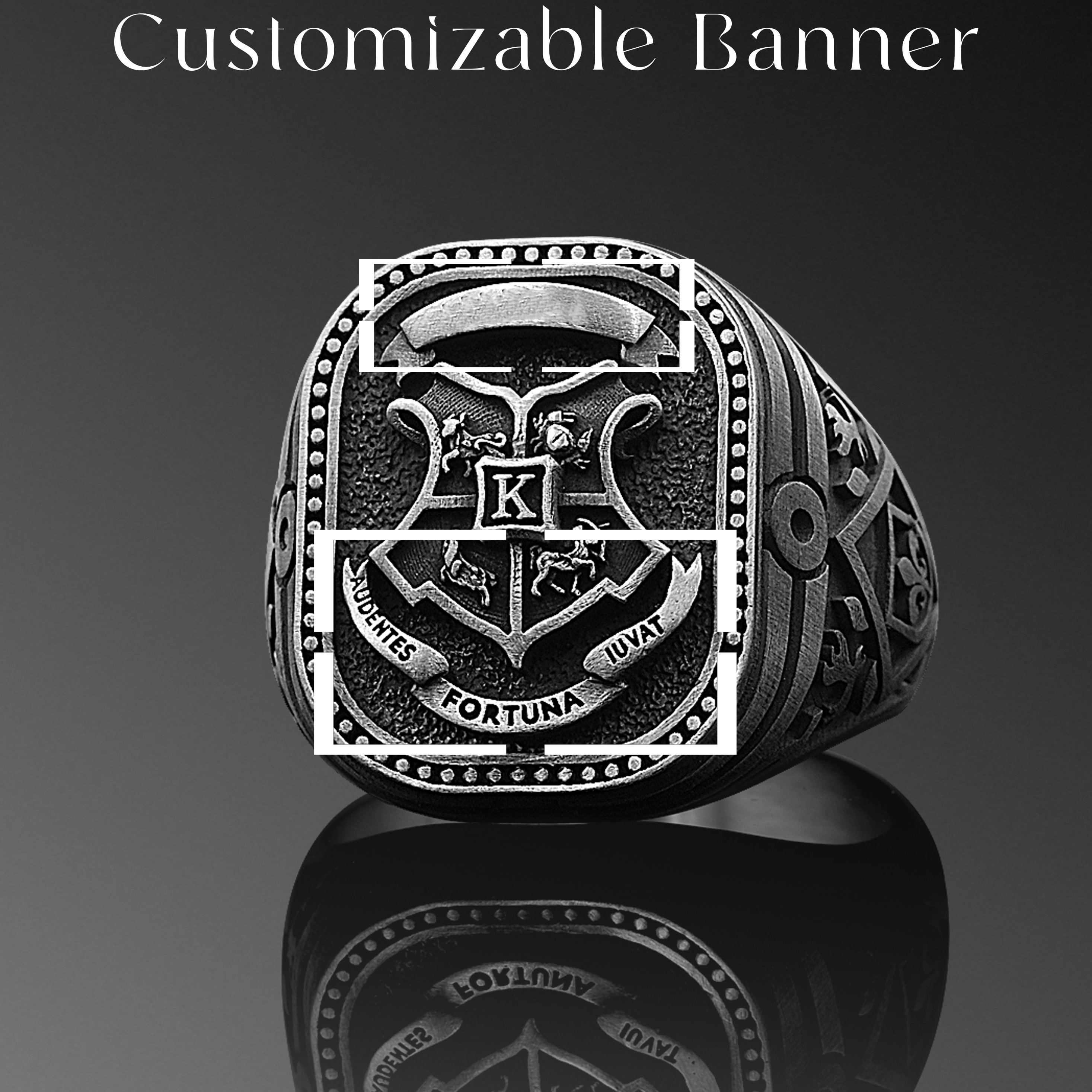 WDIYIEETN Stainless Steel Signet Ring - Polished Biker Ring For Men & Women, Sizes 5-14, Silver & Black
