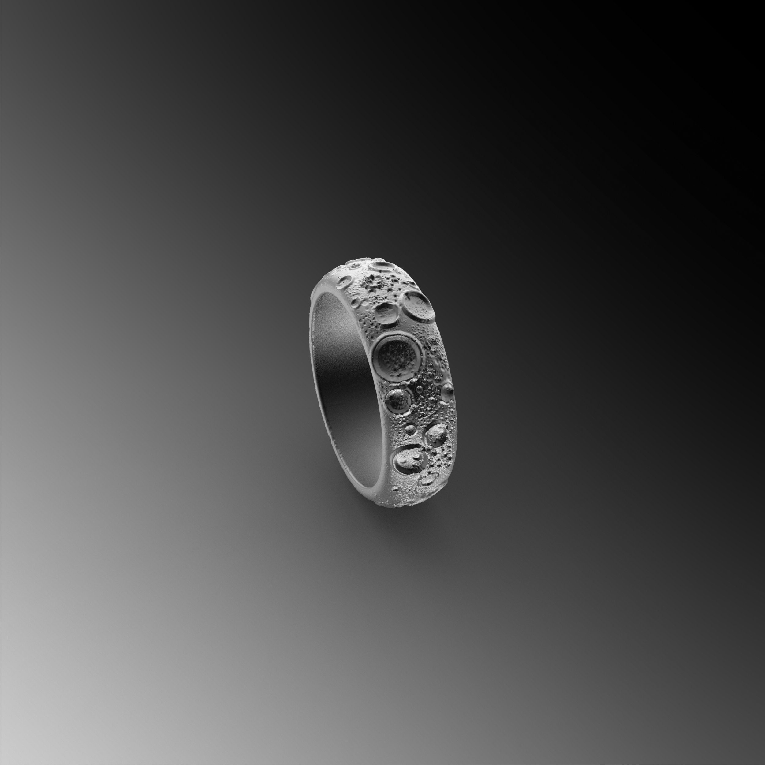 Sterling Silver Moon Surface Band Ring, Unique Crater Design - Etsy