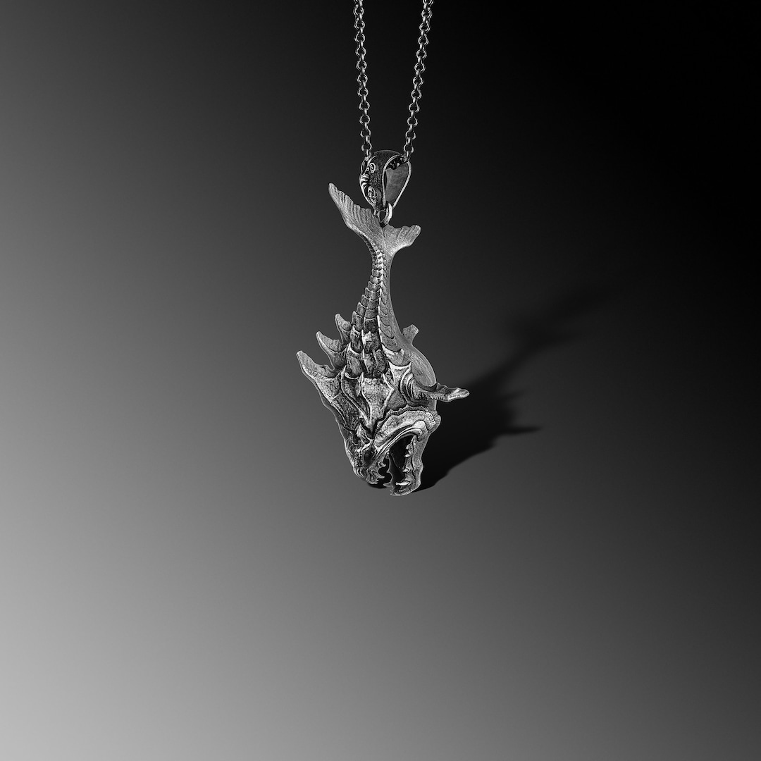 Colgante Fish para hombre Collar de pescado de plata - Etsy España