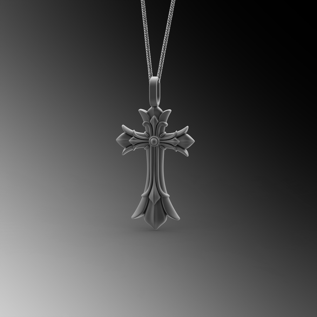 Mens Cross Necklace Silver Cross Necklace Silver Cross Pendant for Mens
