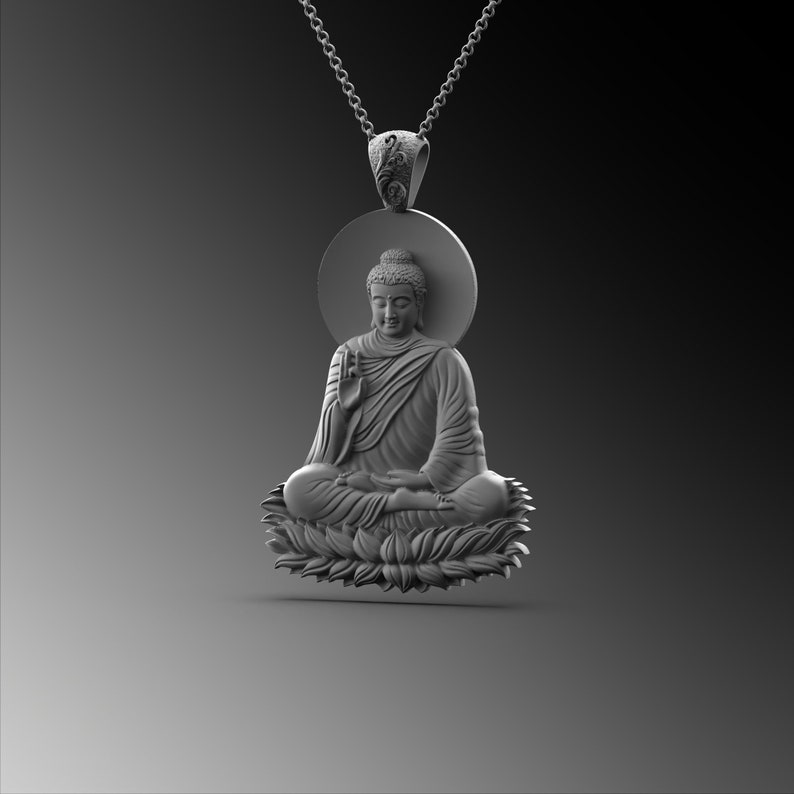 Abhayamudra Meditating Buddha Pendant Sterling Silver Etsy