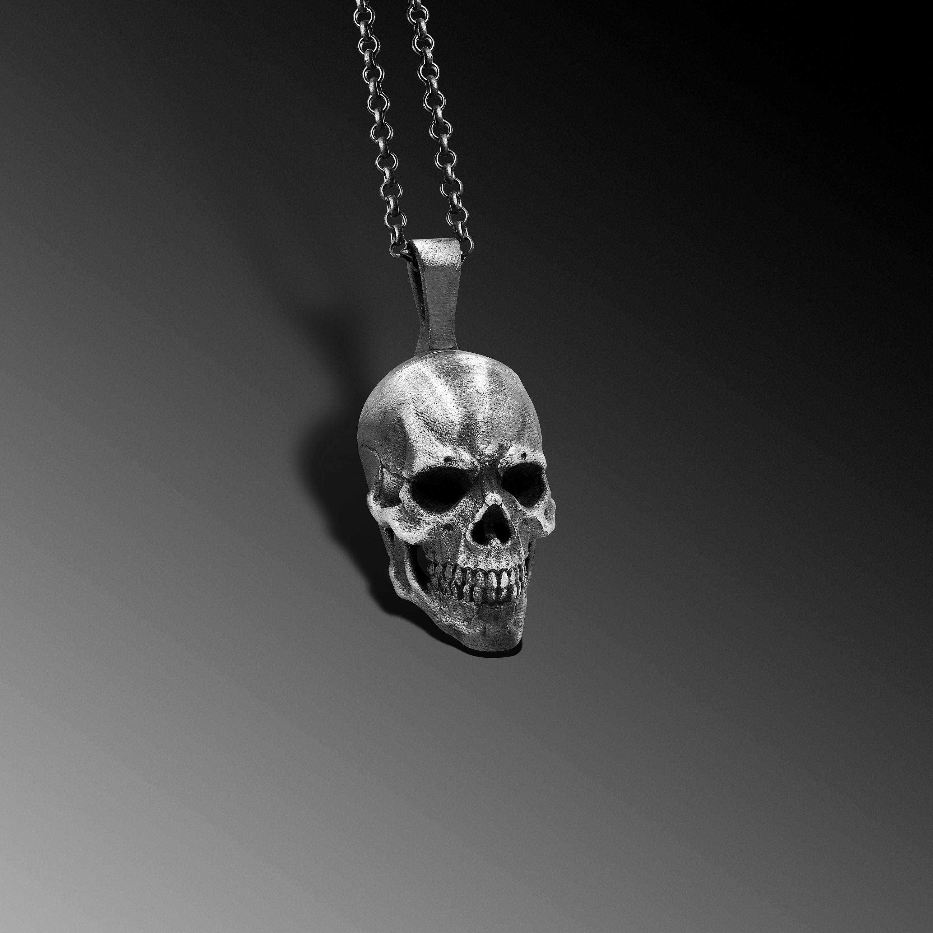 アクセサリー Trygod Silver925 skull necklace Sterling Silver Skull Pendant Necklace, Gothic Jewelry Gift for