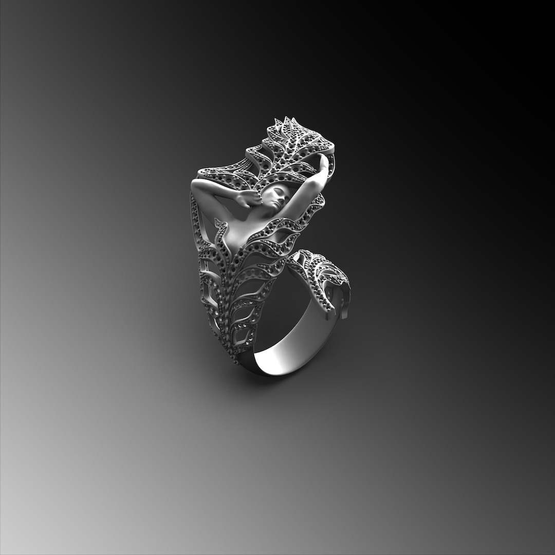 Sterling Silver Mermaid Ring, Men's Melusine Signet Ring - Etsy
