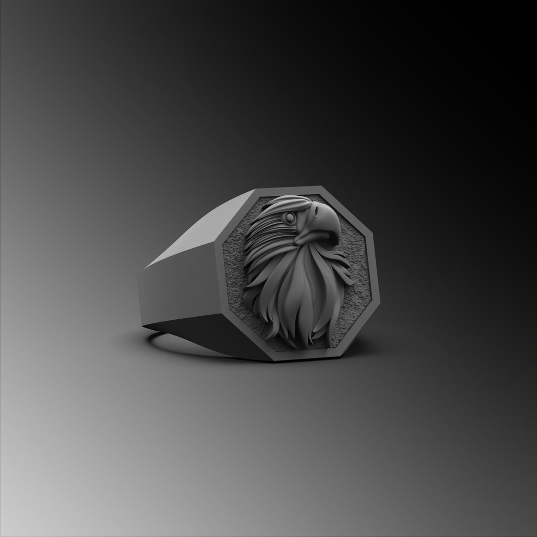 Mens Eagle Ring Silver Hawk Men Ring Bald Eagle Etsy