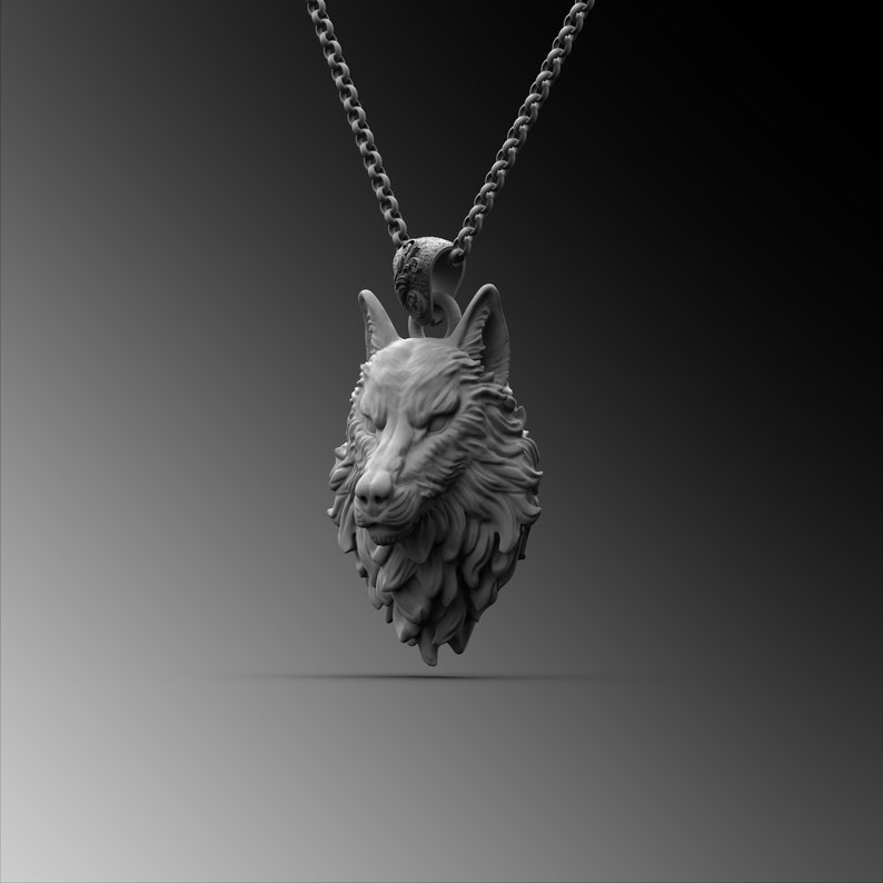 Silver Wolf Medallion Mens Wolf Pendant for Man Sterling - Etsy
