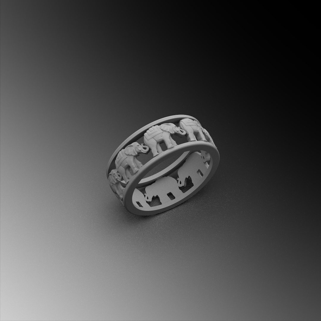 Handmade Sterling Silver Elephant Band Ring, Unique Nature Jewelry - Etsy