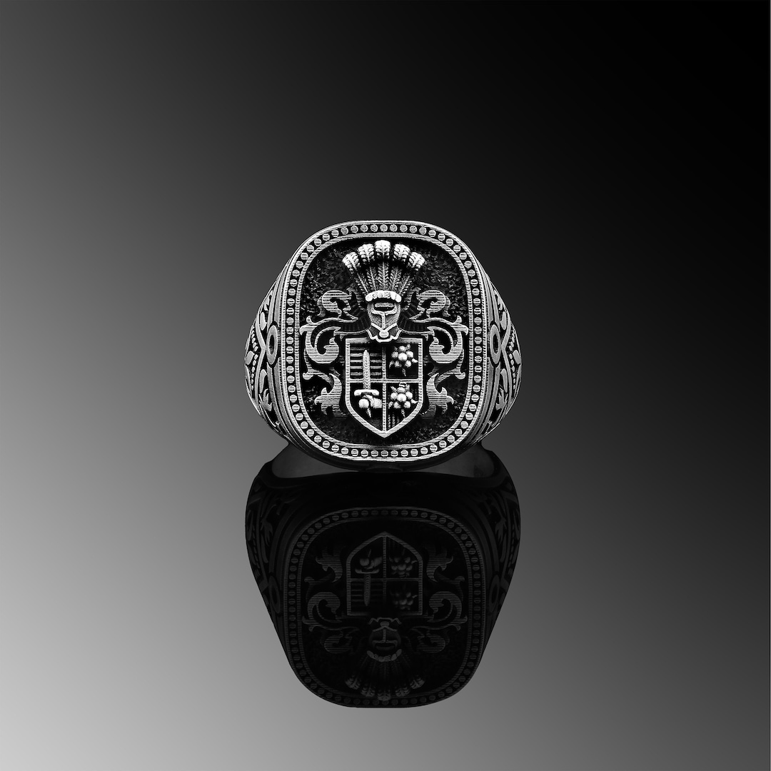 Family Crest Ring Coat of Arms Ring Men Custom Ring Men Sterling Wappenring Custom Mens