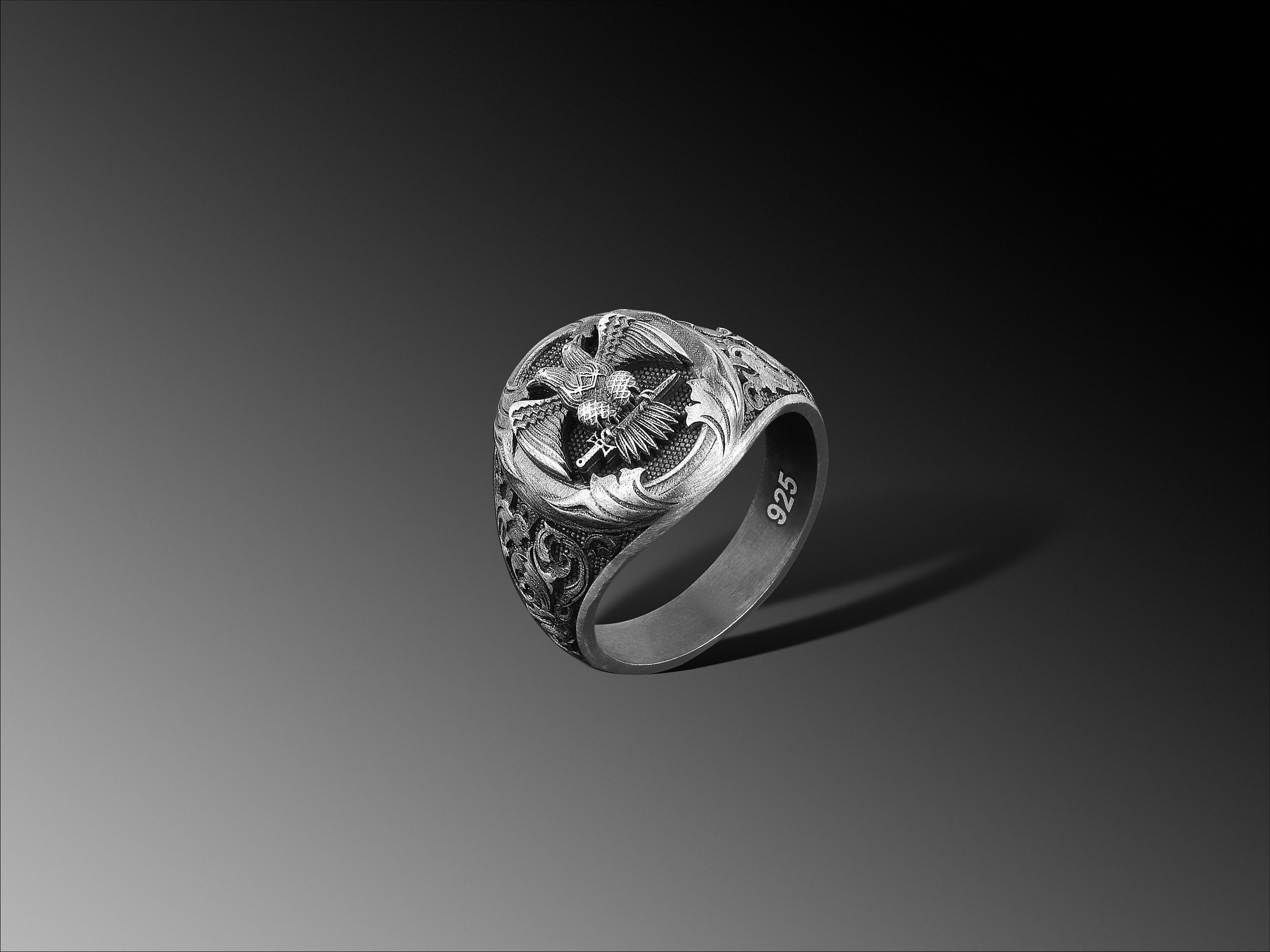 Silver Scottish Rite Rings Sterling Silver Scottish Rite Ring, Masonic Double Eagle Signet - Etsy
