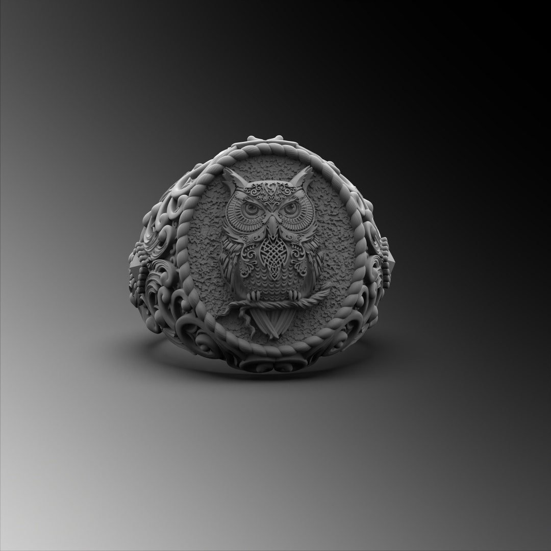 Silver Owl Rings for Man Silver Owl Ring Mens Ring Unique Silver