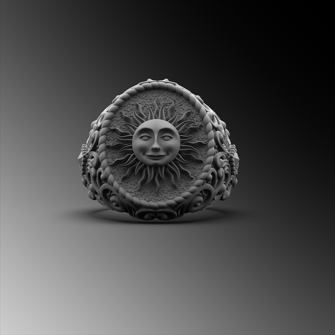 Mens Sun Ring Silver Sun Rings for Man 925k Sterling Sun Etsy