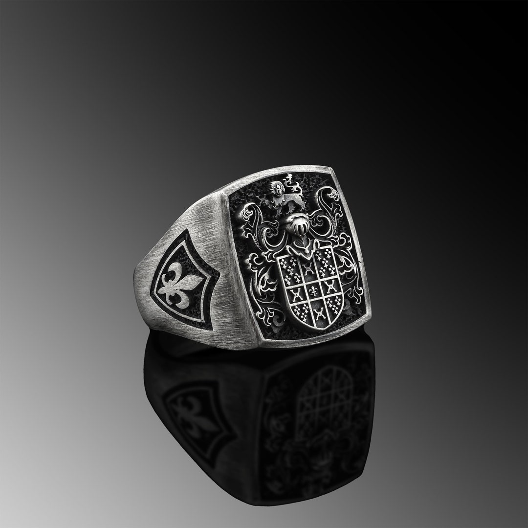 Family Crest Ring Coat of Arms Ring Men Custom Ring Men Sterling Wappenring Custom Mens