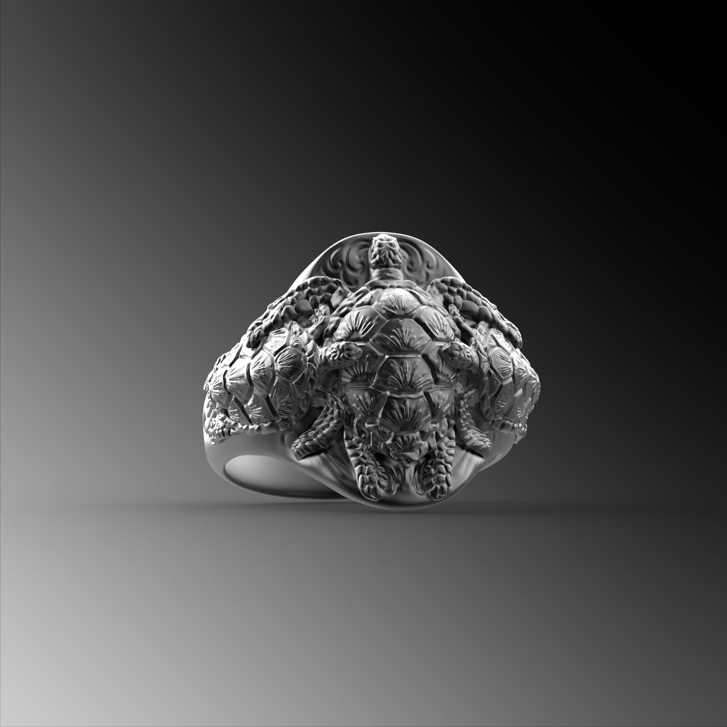 Silver Turtle Rings for Man Silver Turtle Ring Men Signet