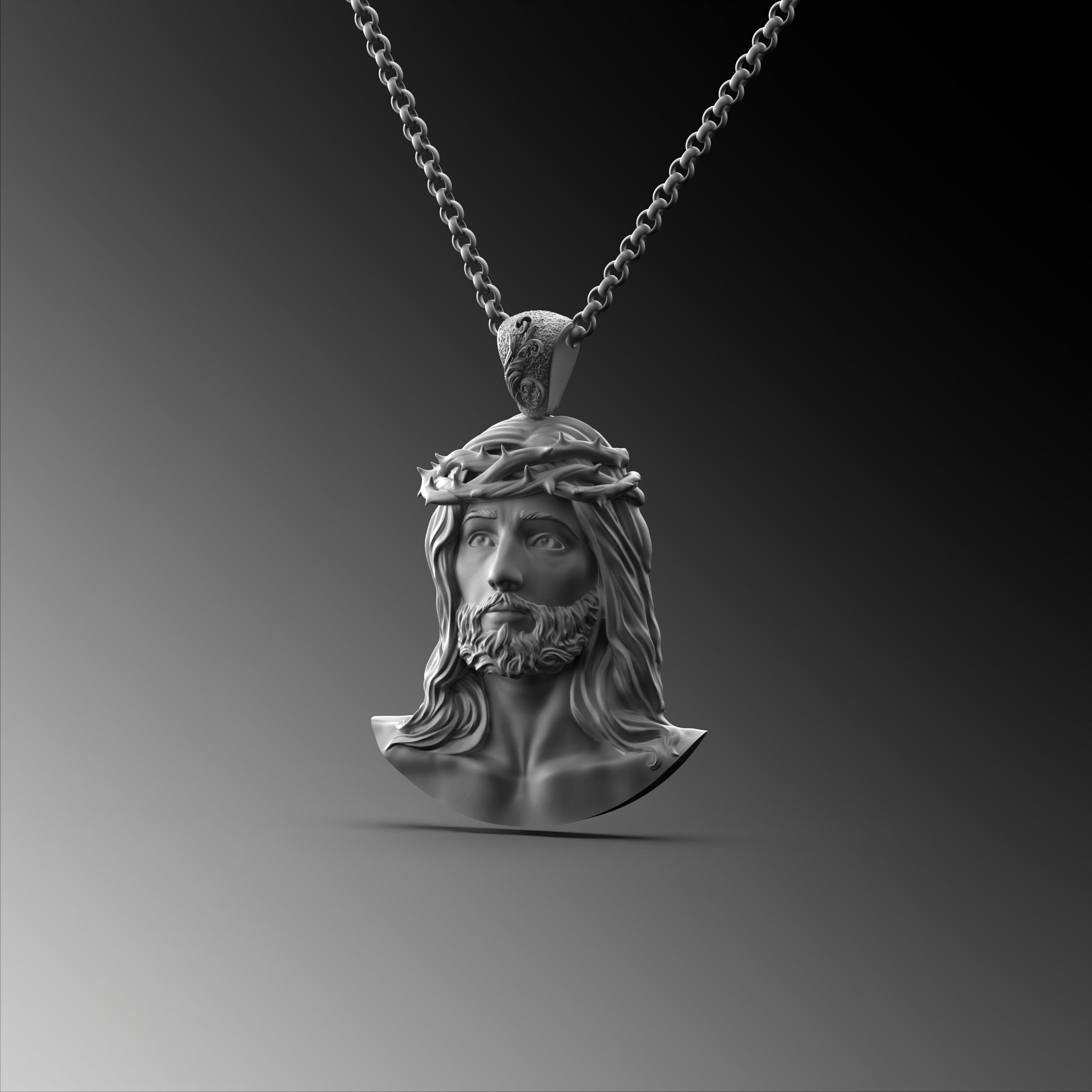 Sterling Silver Jesus Christ Pendant Necklace - Christian Jewelry
