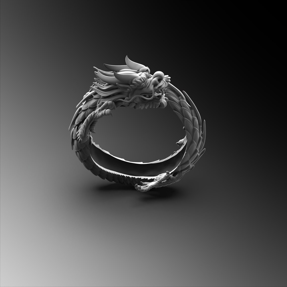 Mens Dragon Ring Silver Chinese Dragon Ring Mens Ring Etsy