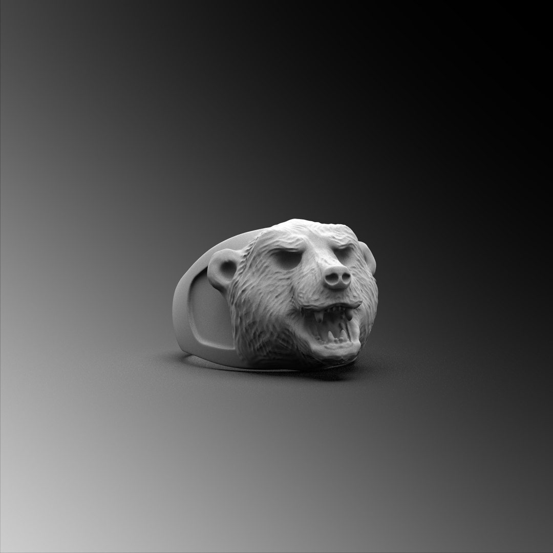 Mens Bear Signet Ring, Handmade 925K Sterling Silver Grizzly Ring - Etsy