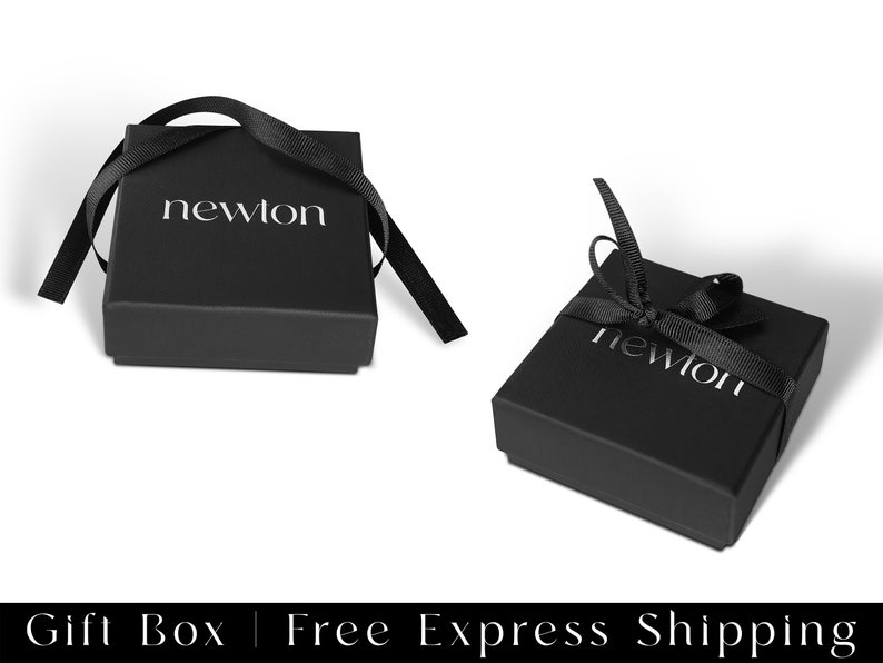 Puede incluir: Dos cajas de regalo negras con una cinta negra y la palabra "newton" impresa en blanco en la parte superior de cada caja.