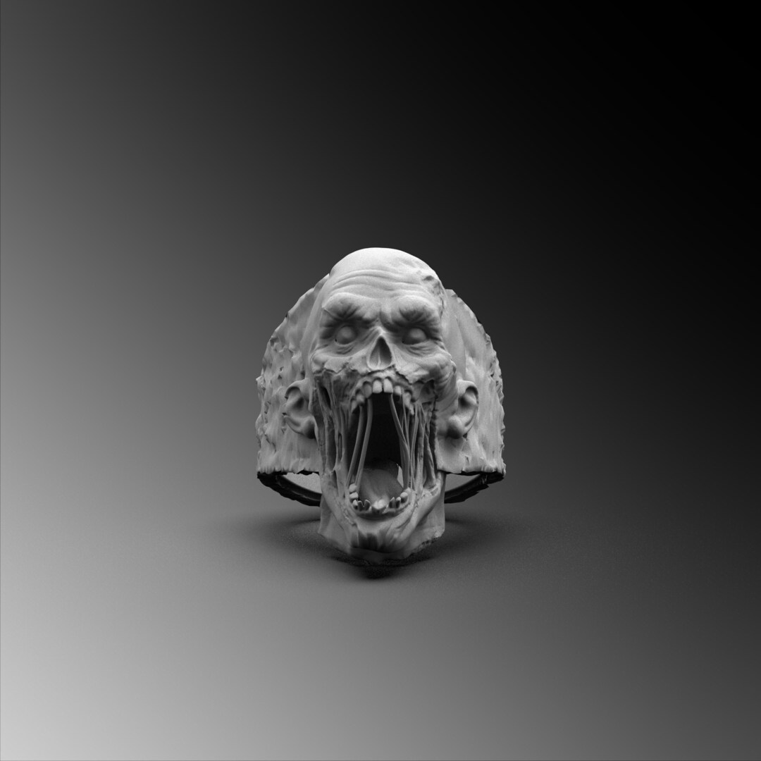 Silver Zombie Ring Sterling Horror Ring 925k Silver Handmade Ring Mens