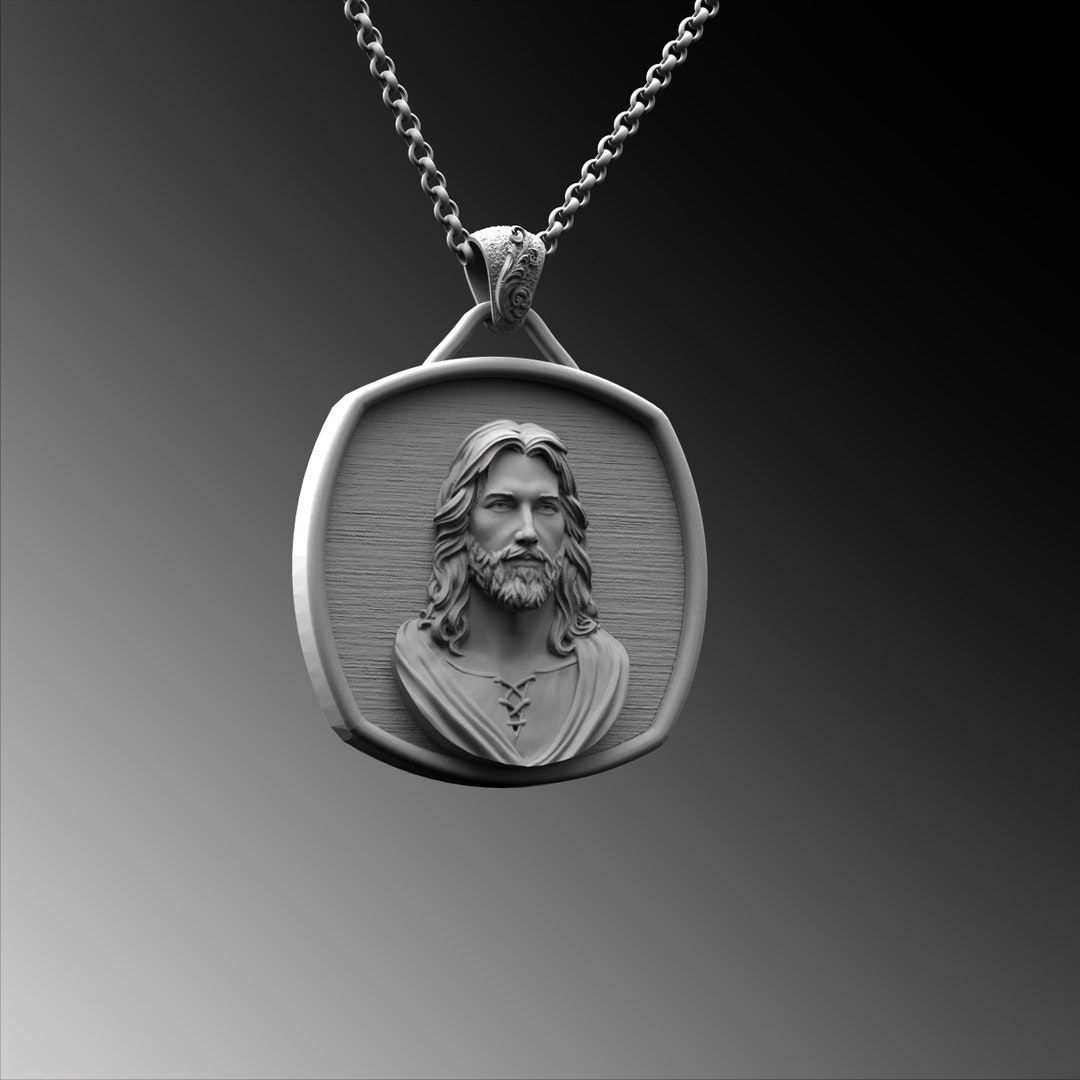 Silver Jesus Amulet Men Jesus Christ Charm Crucifix Necklace Man