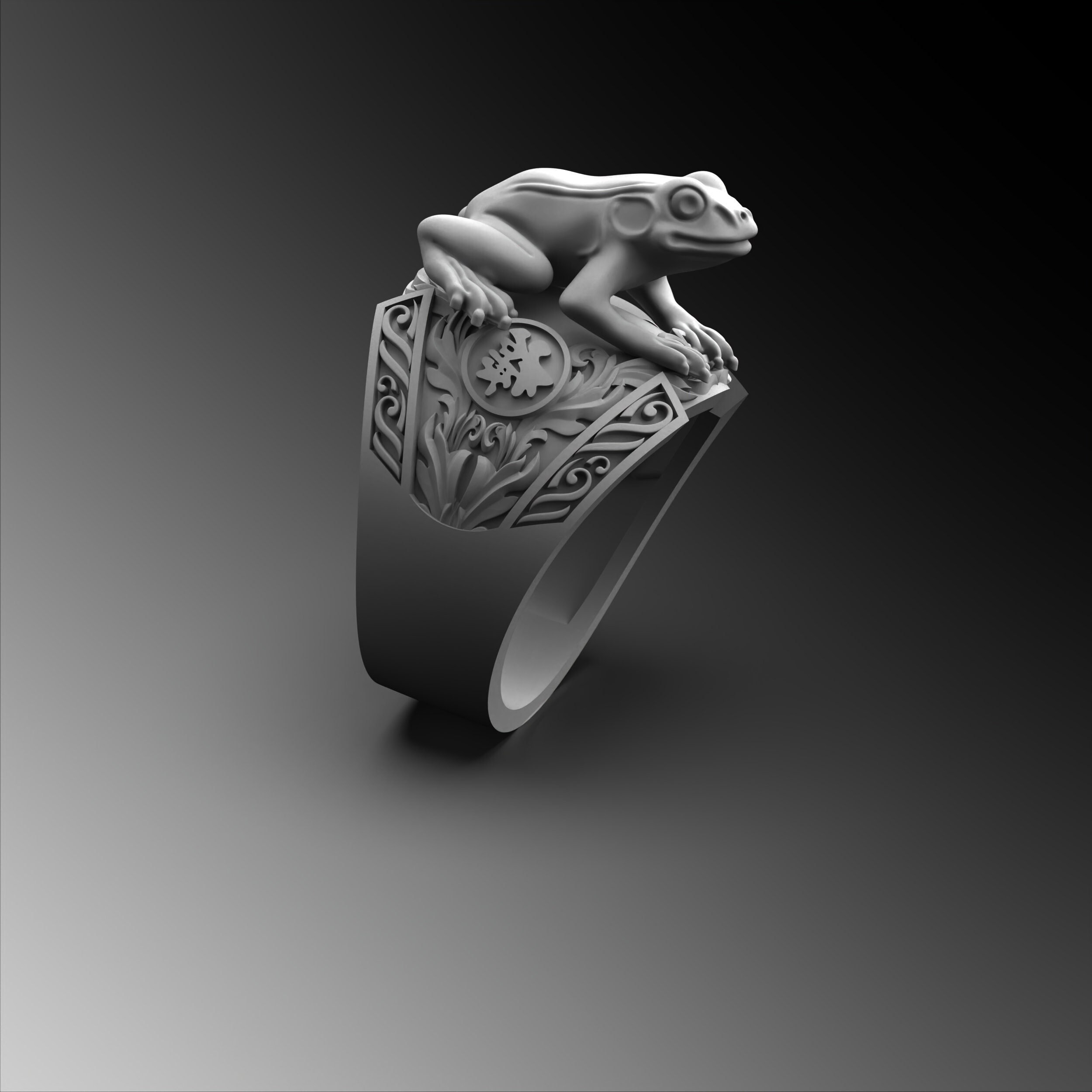 Mens Frog Ring Silver Chinese Luck Ring Mens Signet Ring Frog Ring