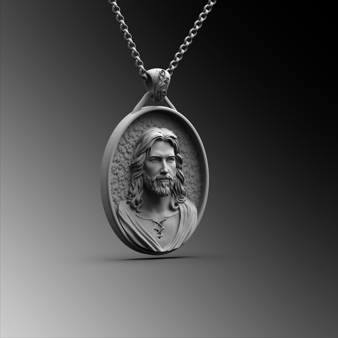 Silver Jesus Amulet Men Jesus Christ Charm Crucifix Necklace Man